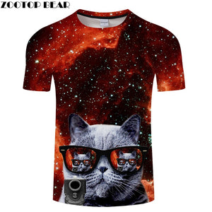 Glasses Cat tshirt Summer 3D T shirt Men t-shirt Streatwear Tee Funny Top Galaxy Camiseta Short Sleeve O-neck DropshipZOOTOPBEAR