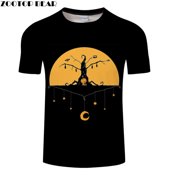 Jack Prints tshirt Men t shirt Drop Ship Top Tee Black t-shirt Short Sleeve Camiseta Halloween shirts Brand Tees ZOOTOP BEAR